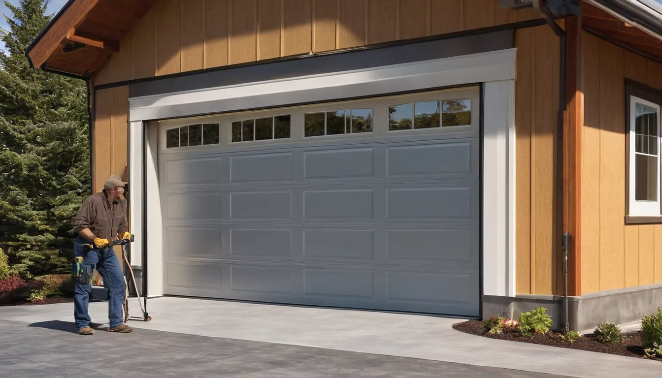 A provider fitting a new insulated garage door on a home in Brighton, UT